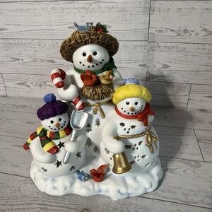 Party Lite Partylite Retired Snowbell 3 Snowman Tealight Candle Holder P7702 NIB